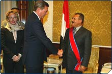 President Ali Abdullah Saleh of Yemen is invested into the Order of Francesco 2