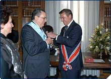Duke of Calabria, Cardinal Pompedda awarded the National Order of Juan Mora Fernandez by Costa Rican President