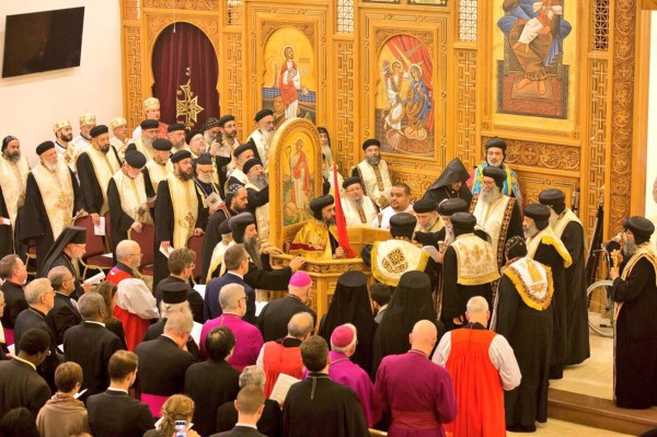 Delegate congratulates Coptic Archbishop Angaelos on his Enthronement and appointment as first Archbishop of London